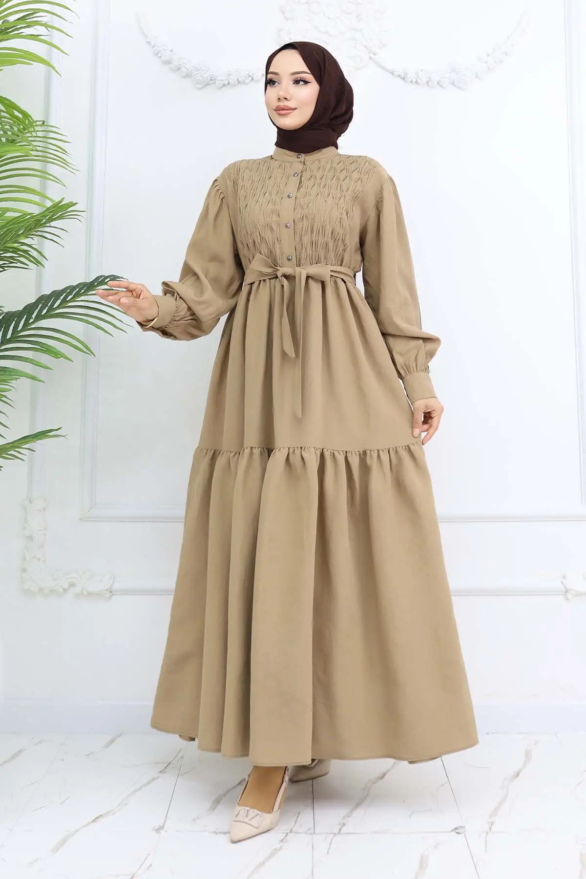 Belted Hijab Dress-detail