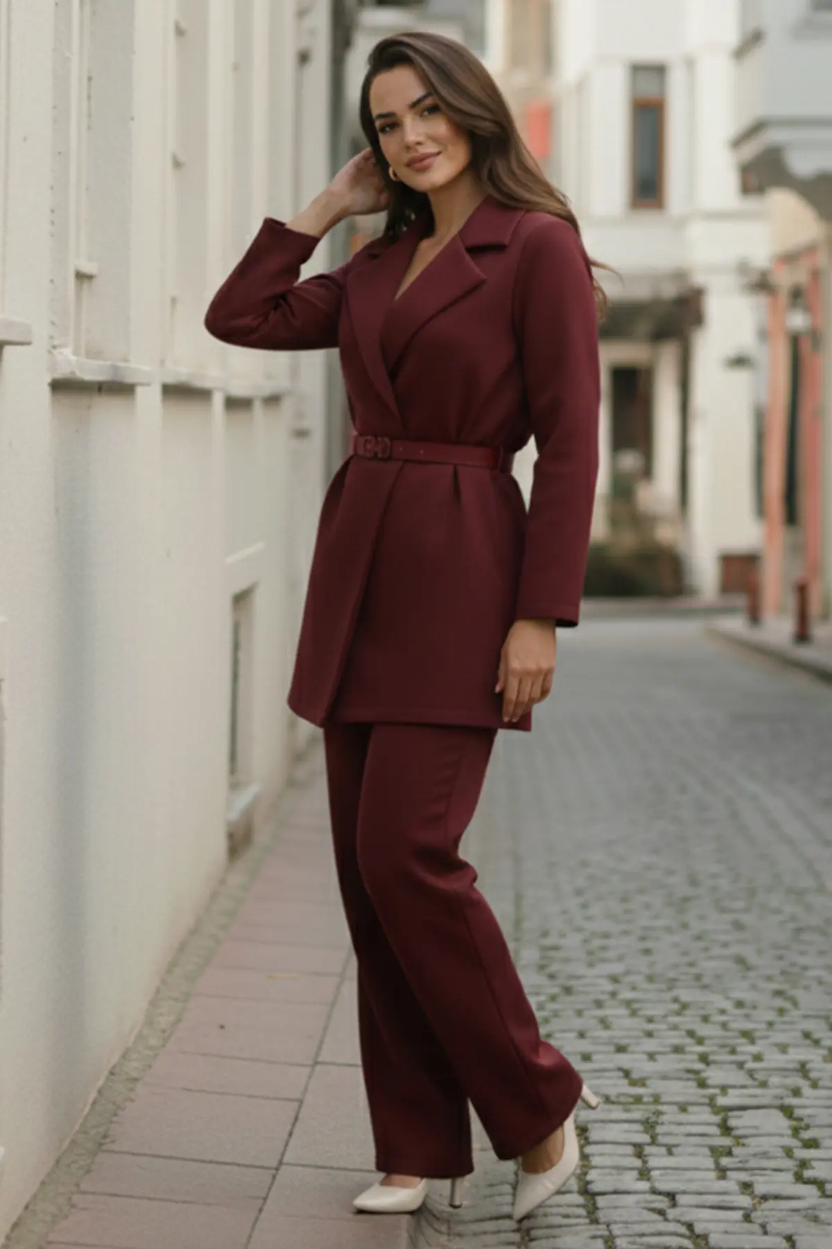 Belted Hijab Two-piece Set-detail