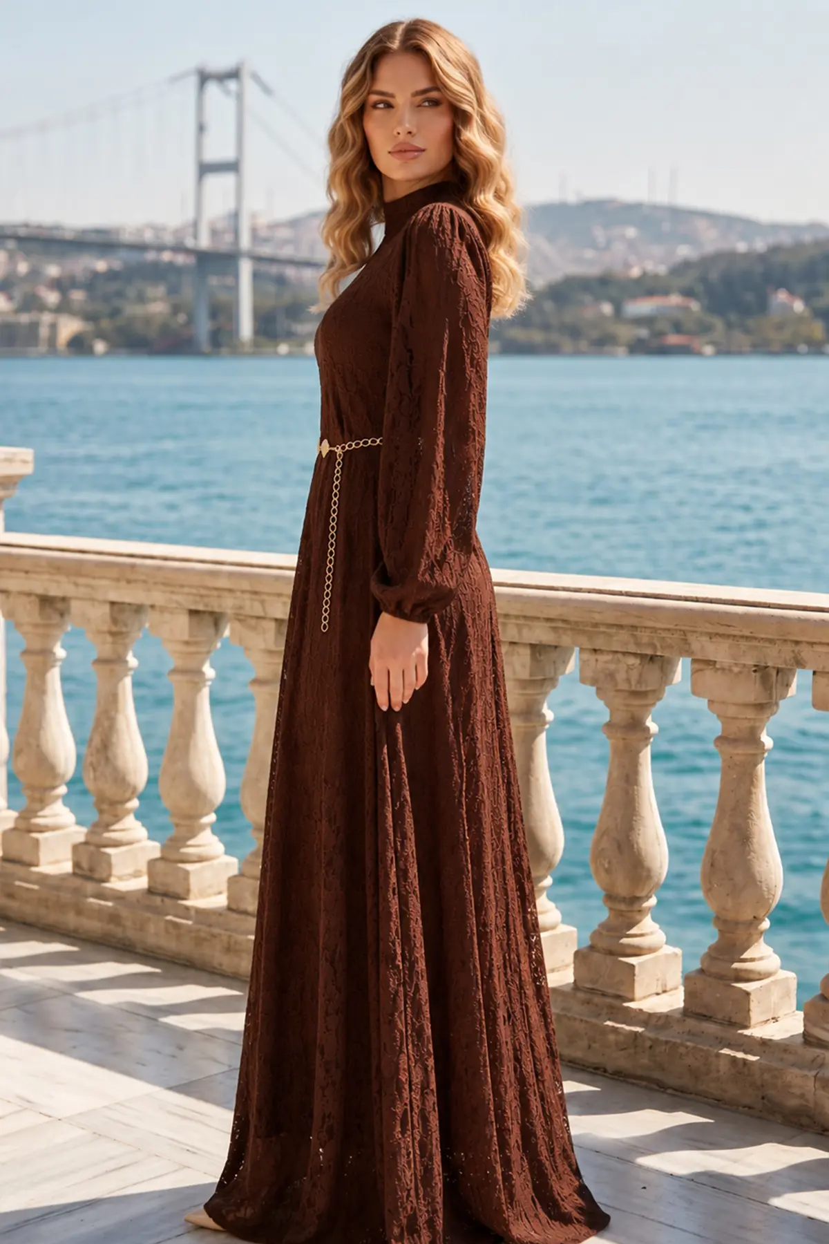 Belted Modest Dress-detail