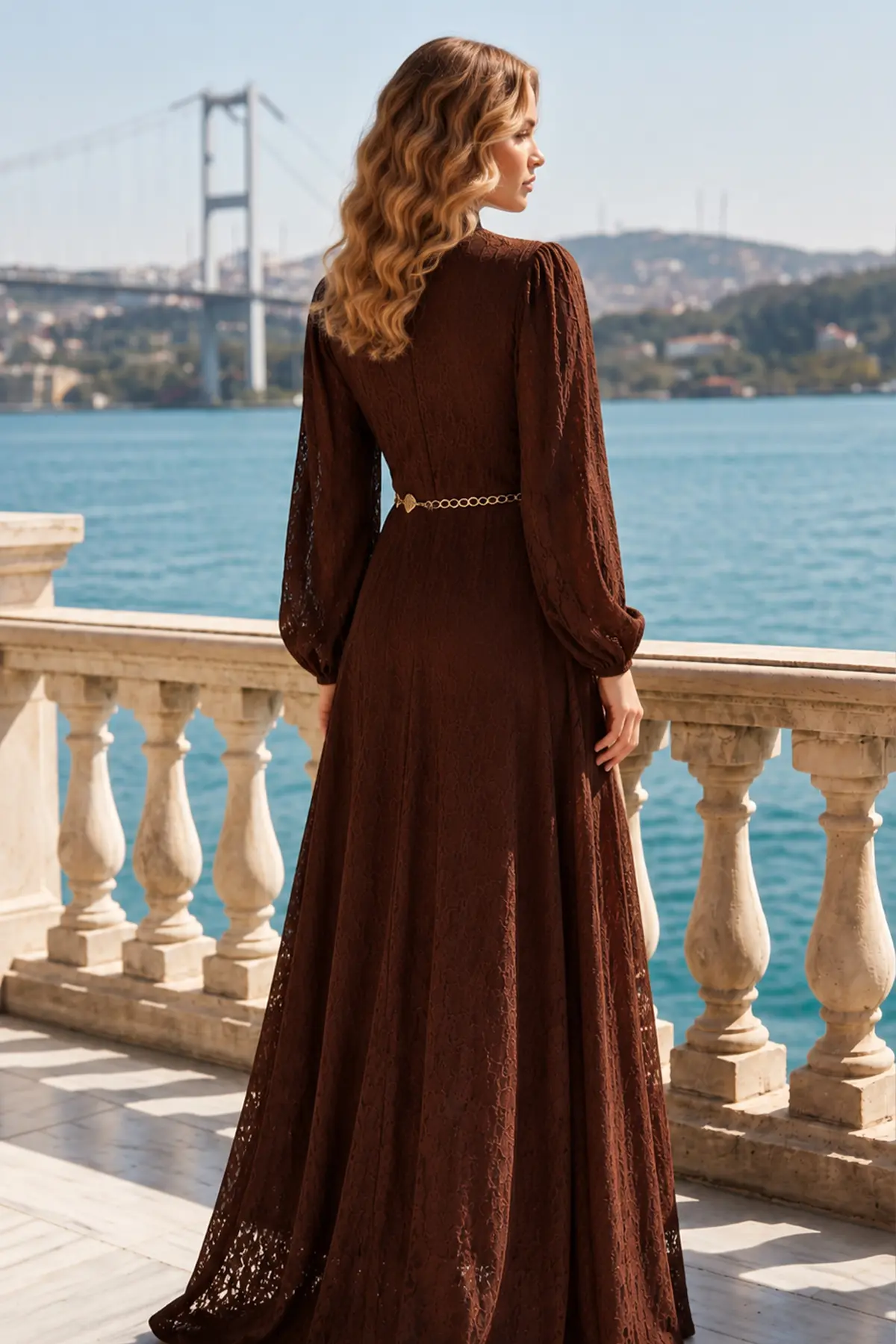 Belted Modest Dress-detail