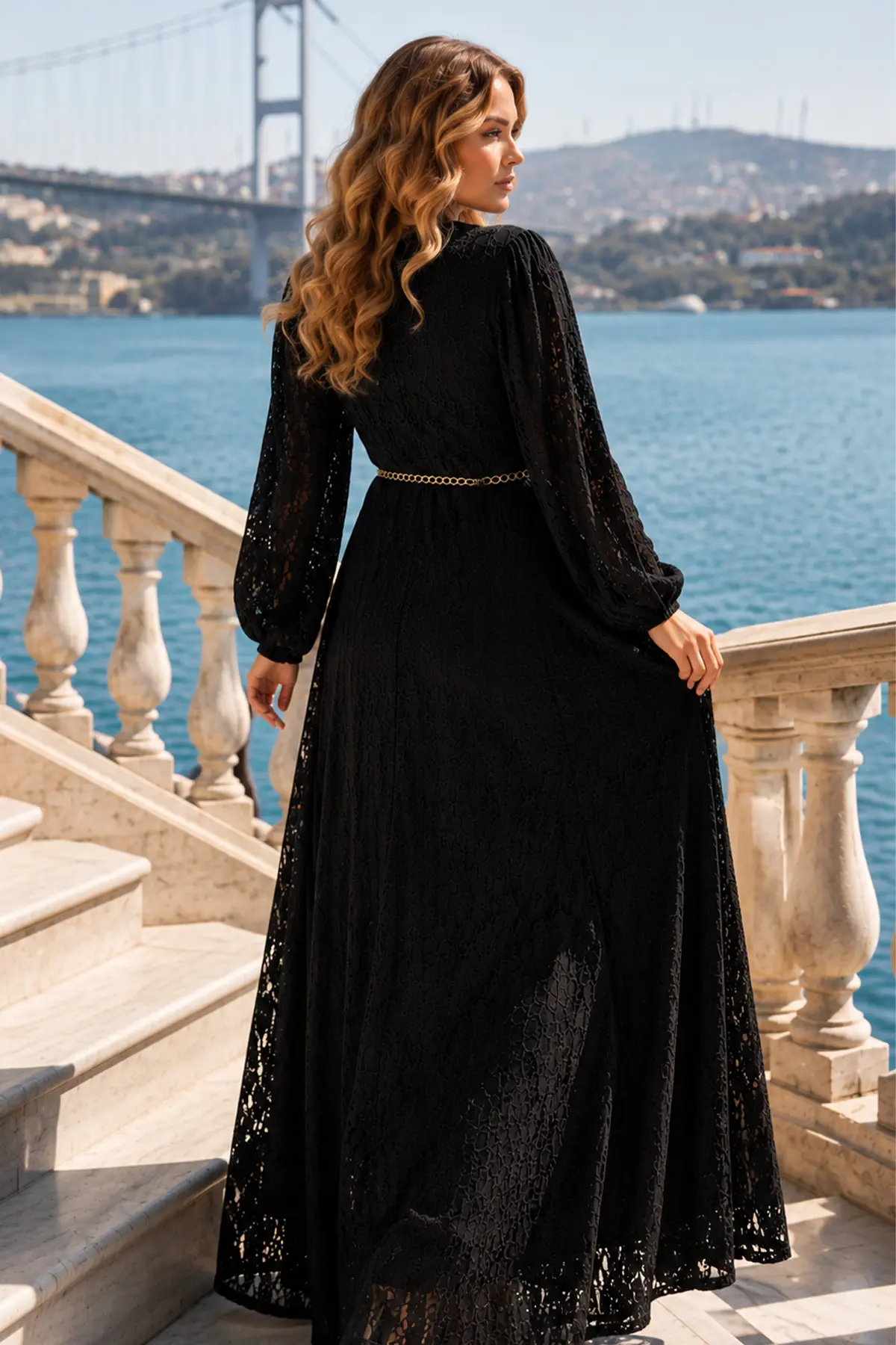 Belted Modest Dress-detail