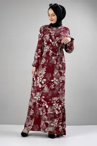 Belted Patterned Hijab Dress