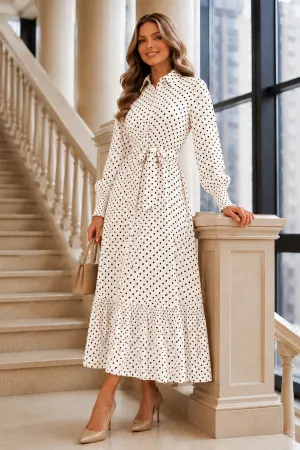 Belted Polka Dot Hijab Dress
