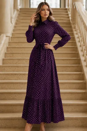 Belted Polka Dot Hijab Dress