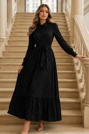 Belted Polka Dot Hijab Dress