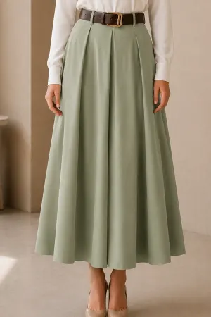 Belted Poplin Skirt