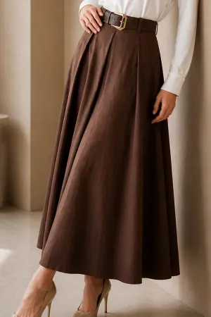 Belted Poplin Skirt