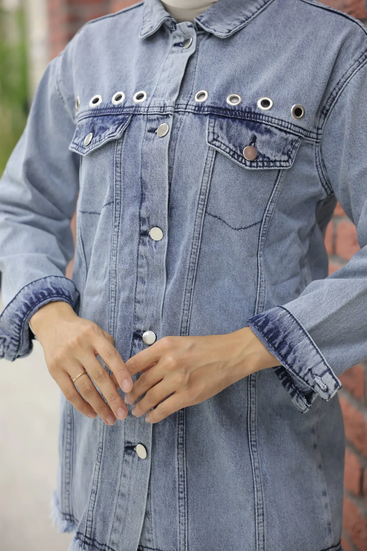 Bird Eye Denim Jacket-detail