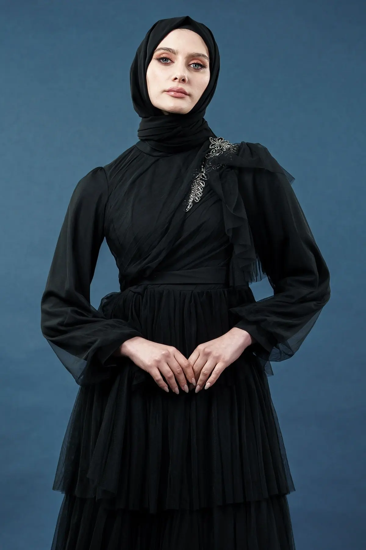 Black Color Evening Dress-detail