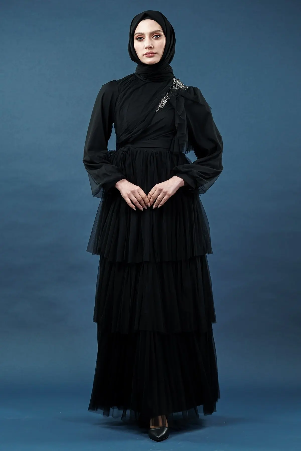 Black Color Evening Dress-detail