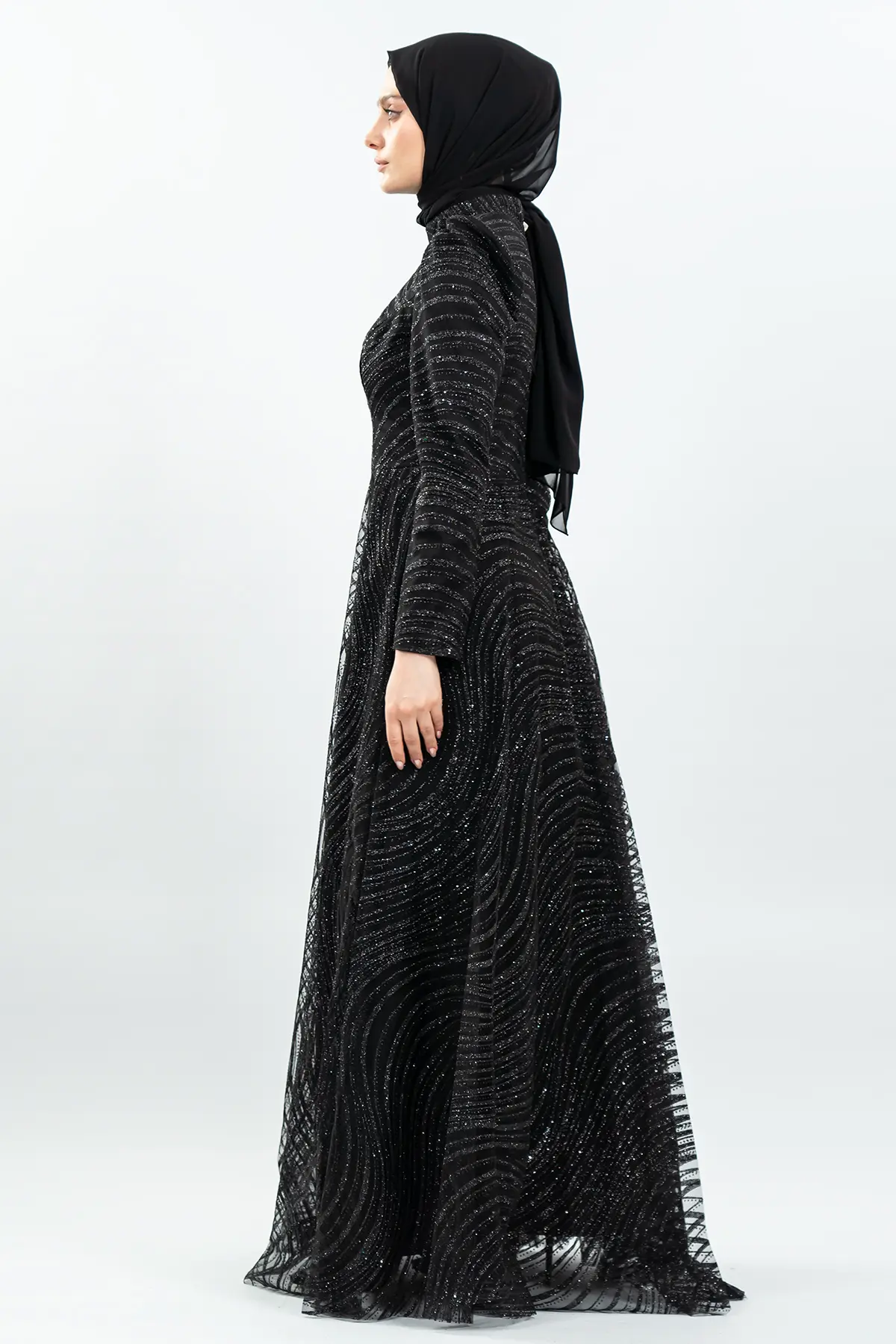 Black Color Evening Dress-detail