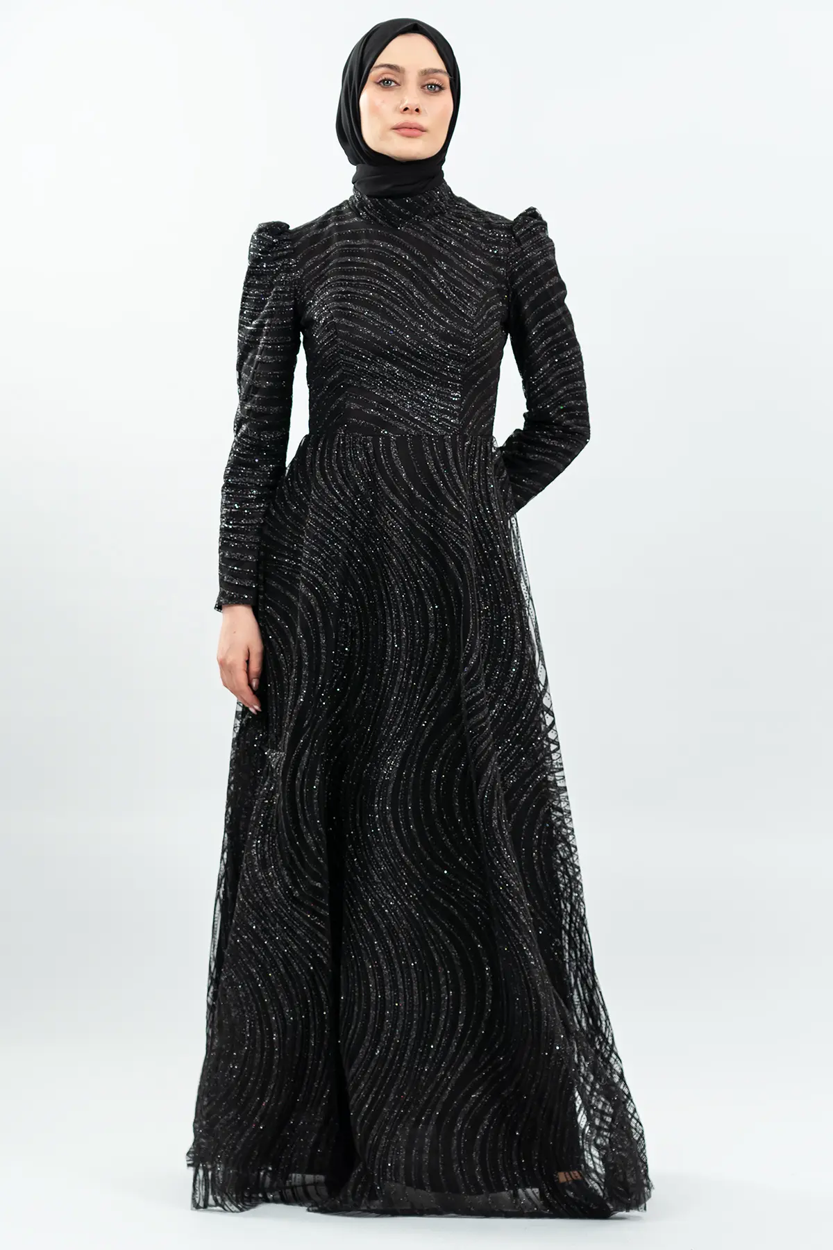 Black Color Evening Dress-detail