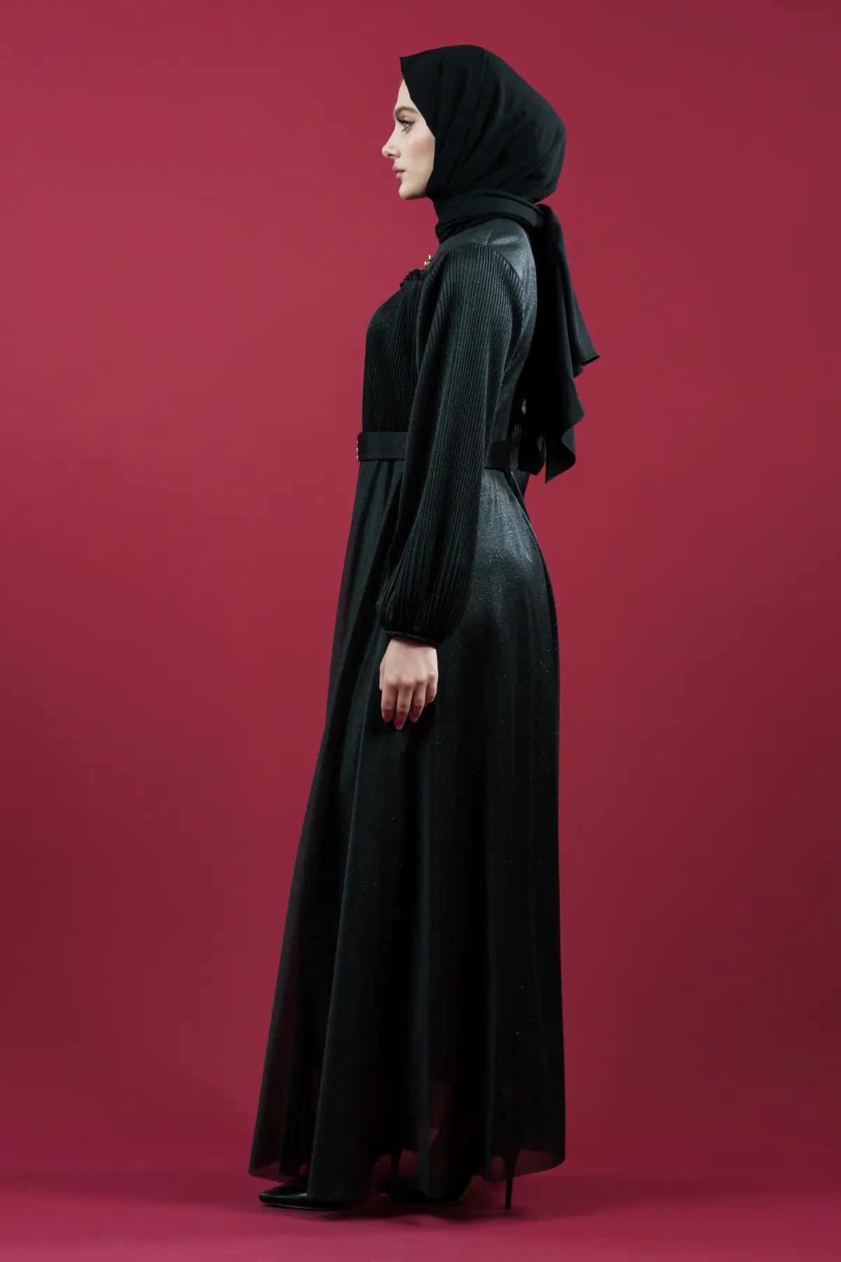 Black Glittery Evening Dress-detail