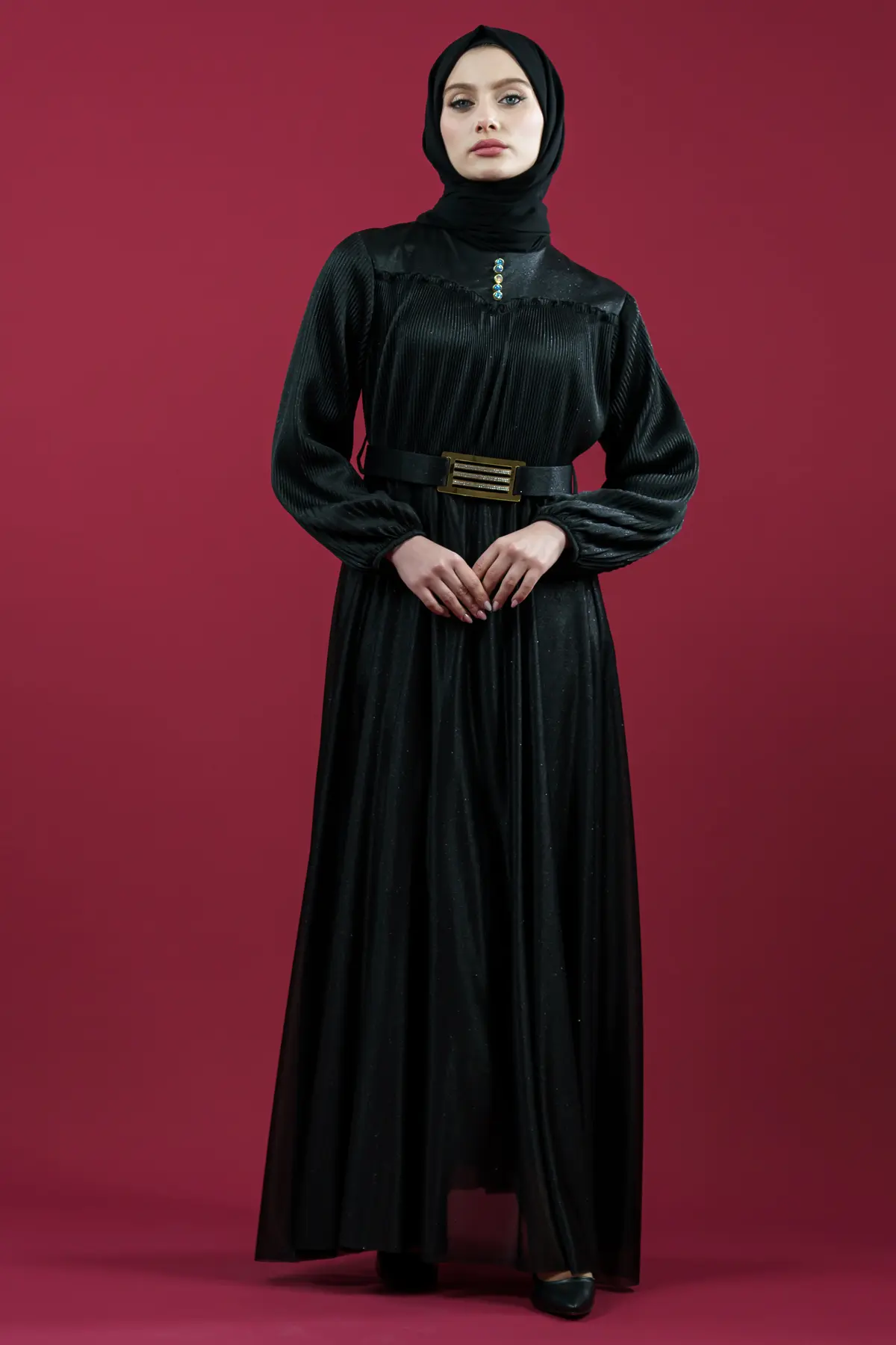 Black Glittery Evening Dress-detail