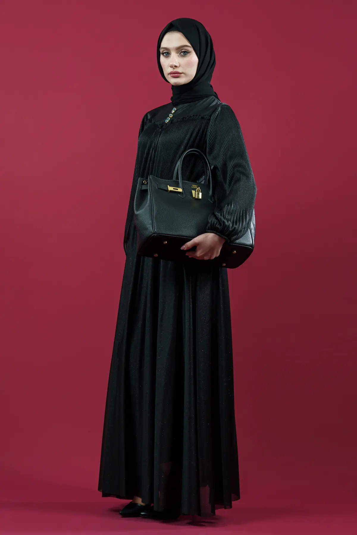 Black Glittery Evening Dress-detail