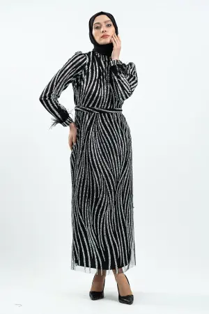 Black Silvery Evening Dress