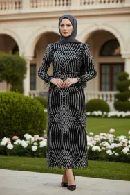 Black Silvery Evening Dress