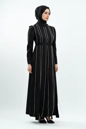 Black Stone Detailed Evening Dress