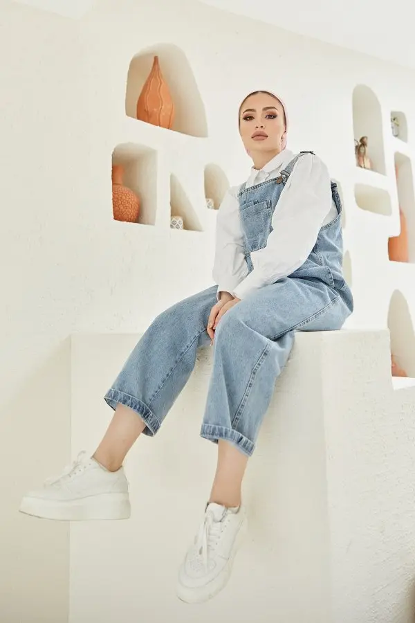 Blue Jean Denim Overalls-detail