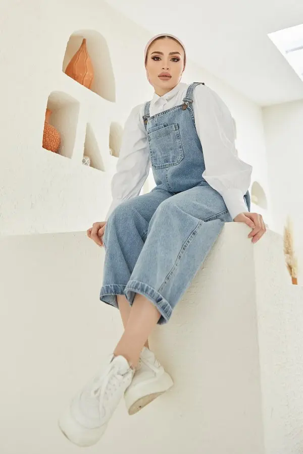 Blue Jean Denim Overalls-detail