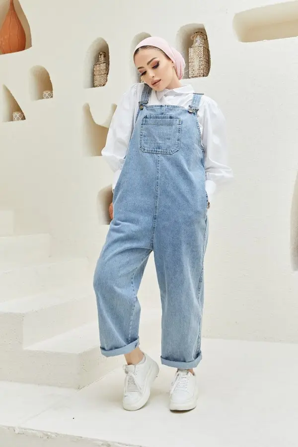 Blue Jean Denim Overalls-detail