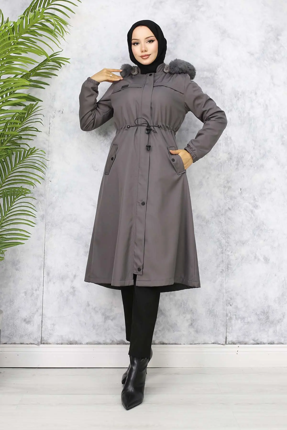 Bondite Coat With Plush Inside And Fur Collar-detail