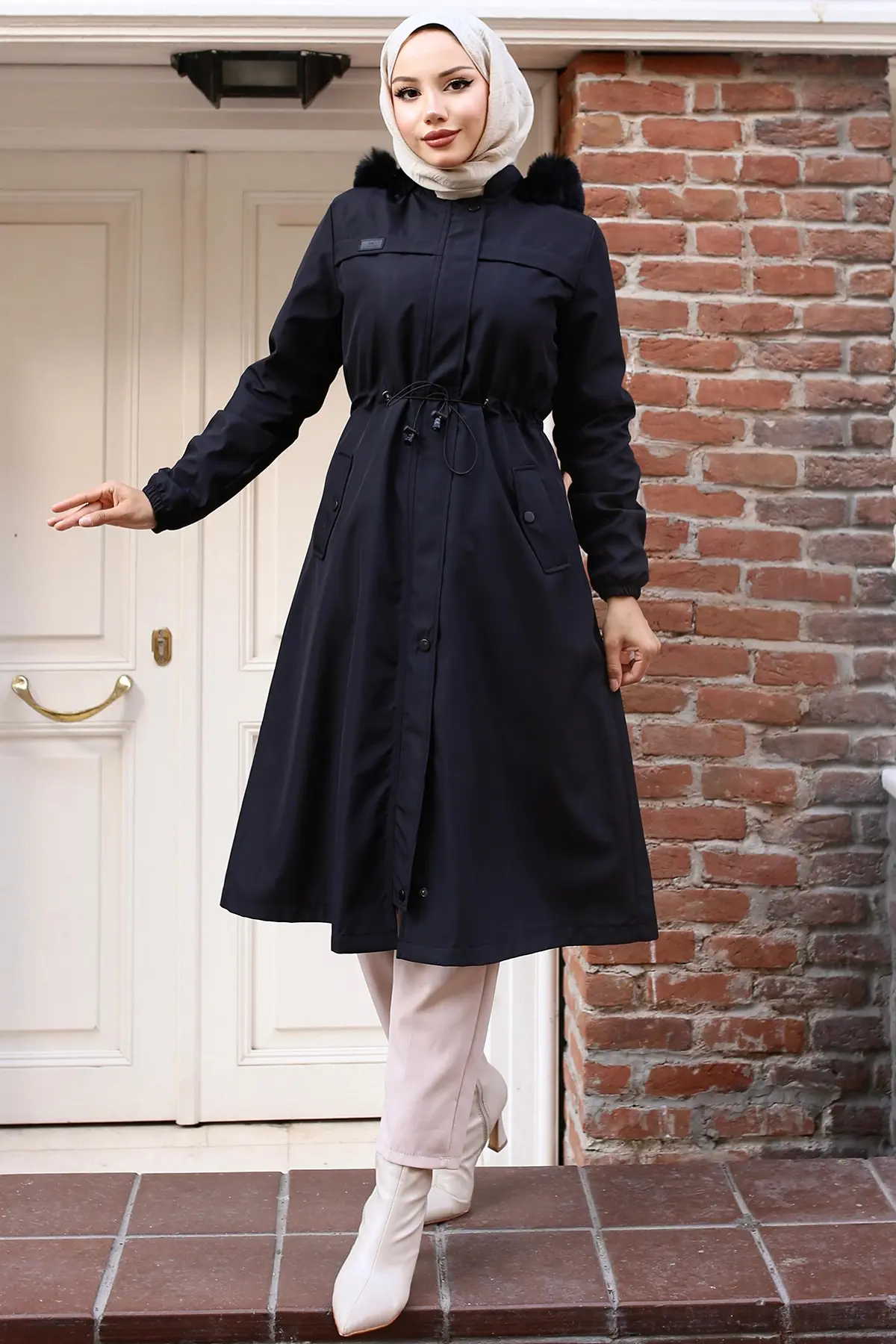 Bondite Coat With Plush Inside And Fur Collar-detail