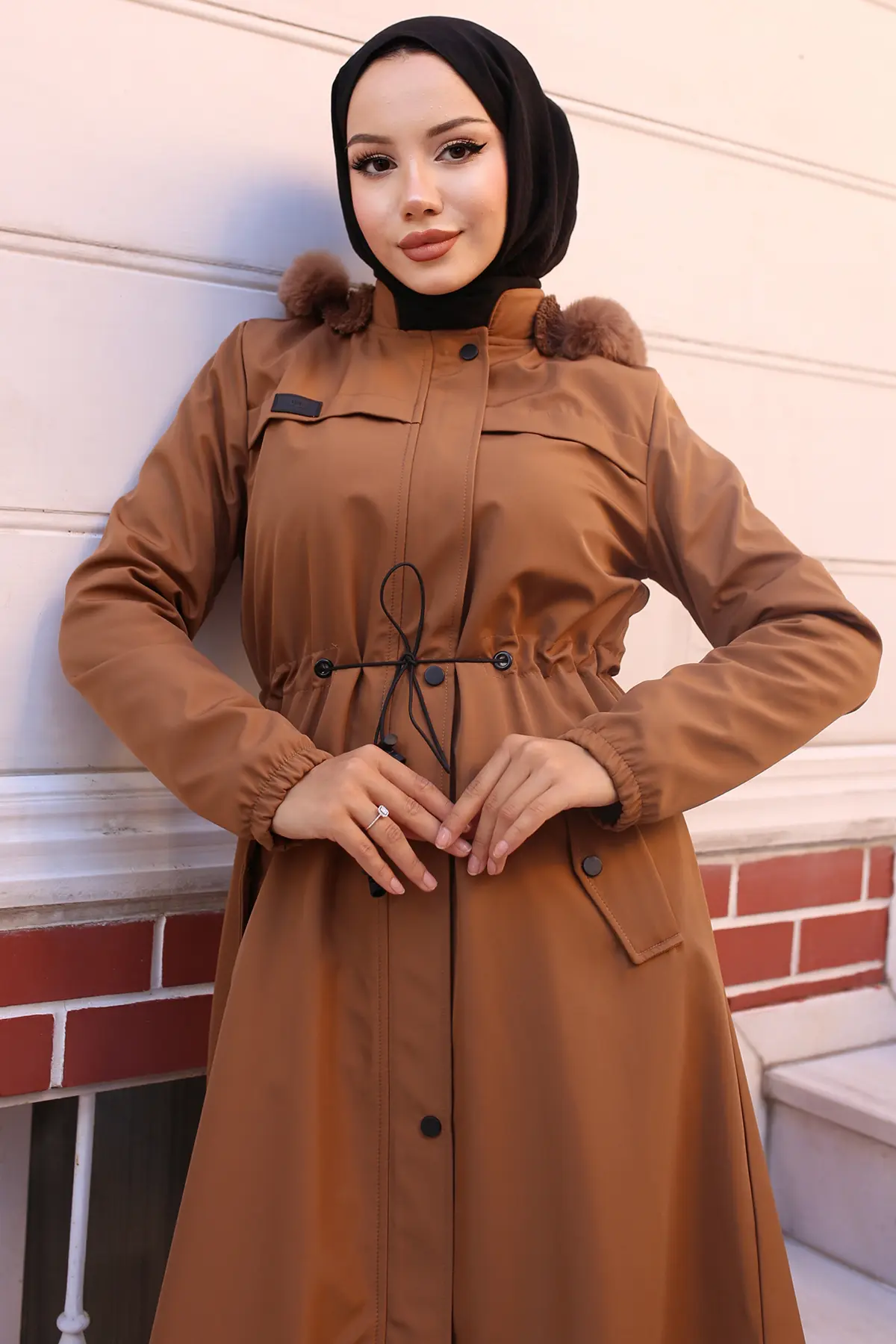 Bondite Coat With Plush Inside And Fur Collar-detail