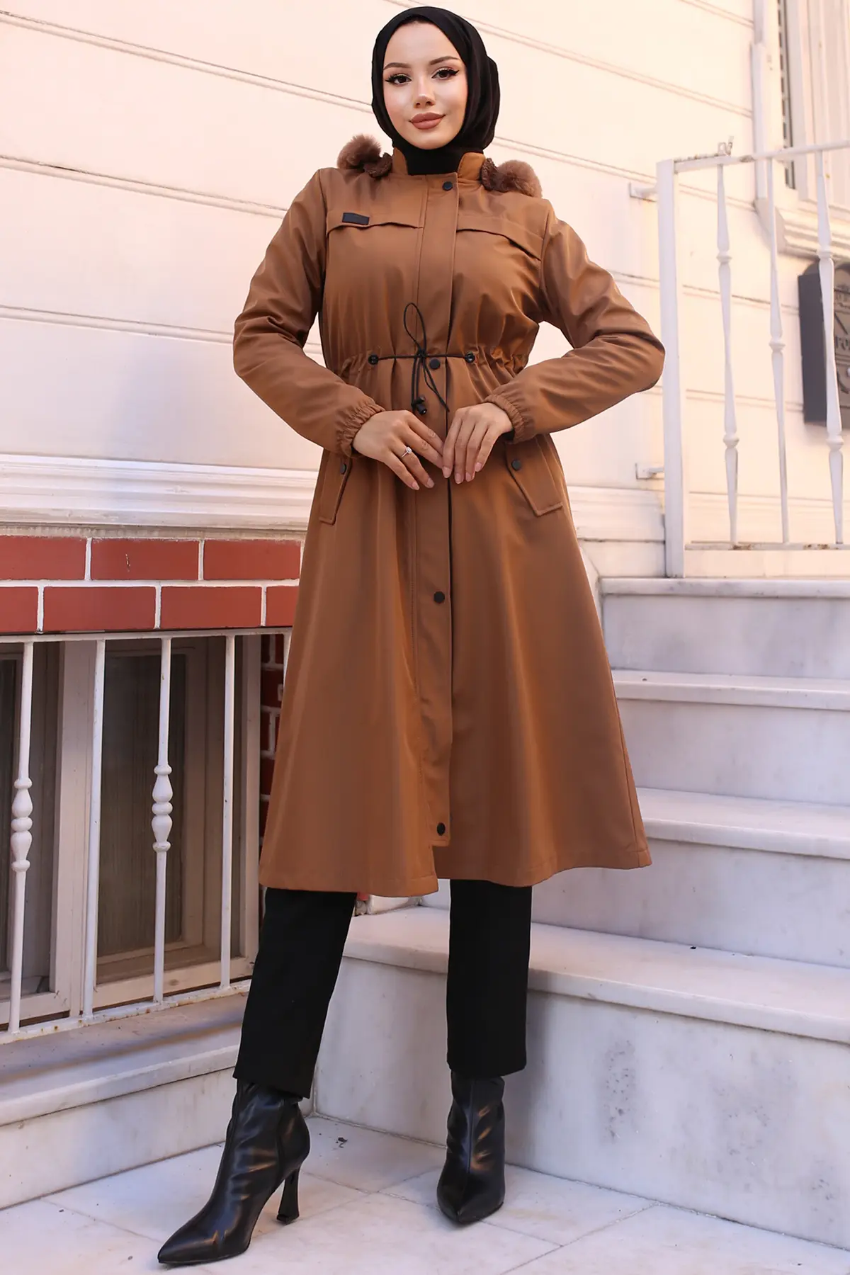 Bondite Coat With Plush Inside And Fur Collar-detail