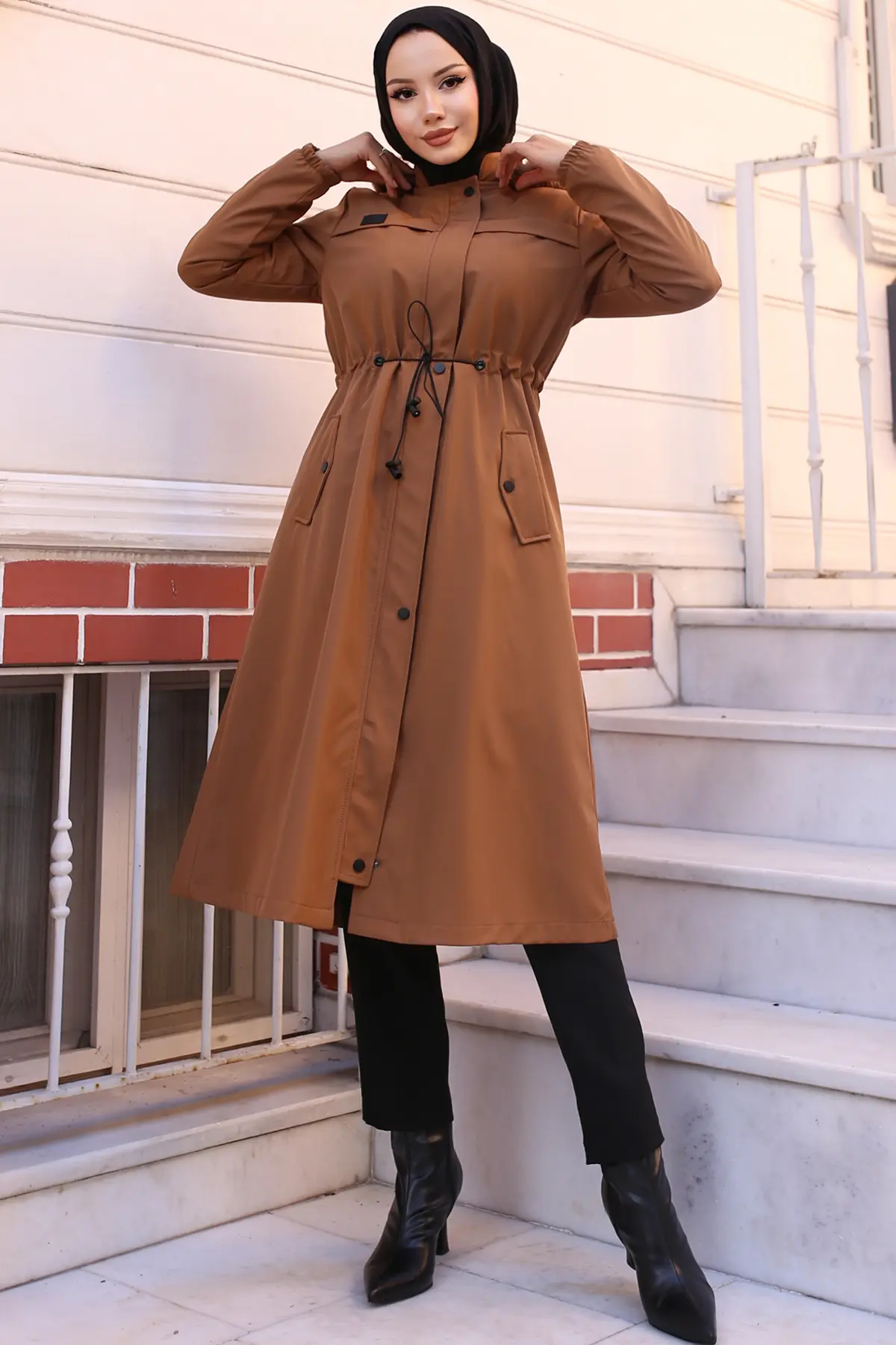 Bondite Coat With Plush Inside And Fur Collar