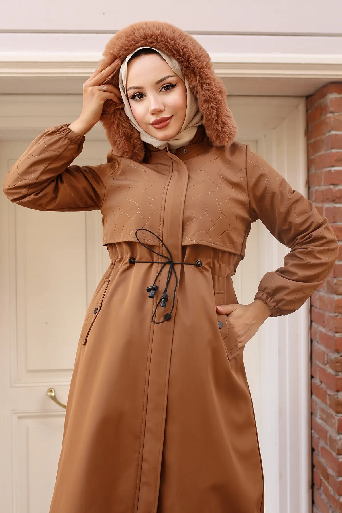 Bondite Coat With Plush Inside And Fur Collar-detail