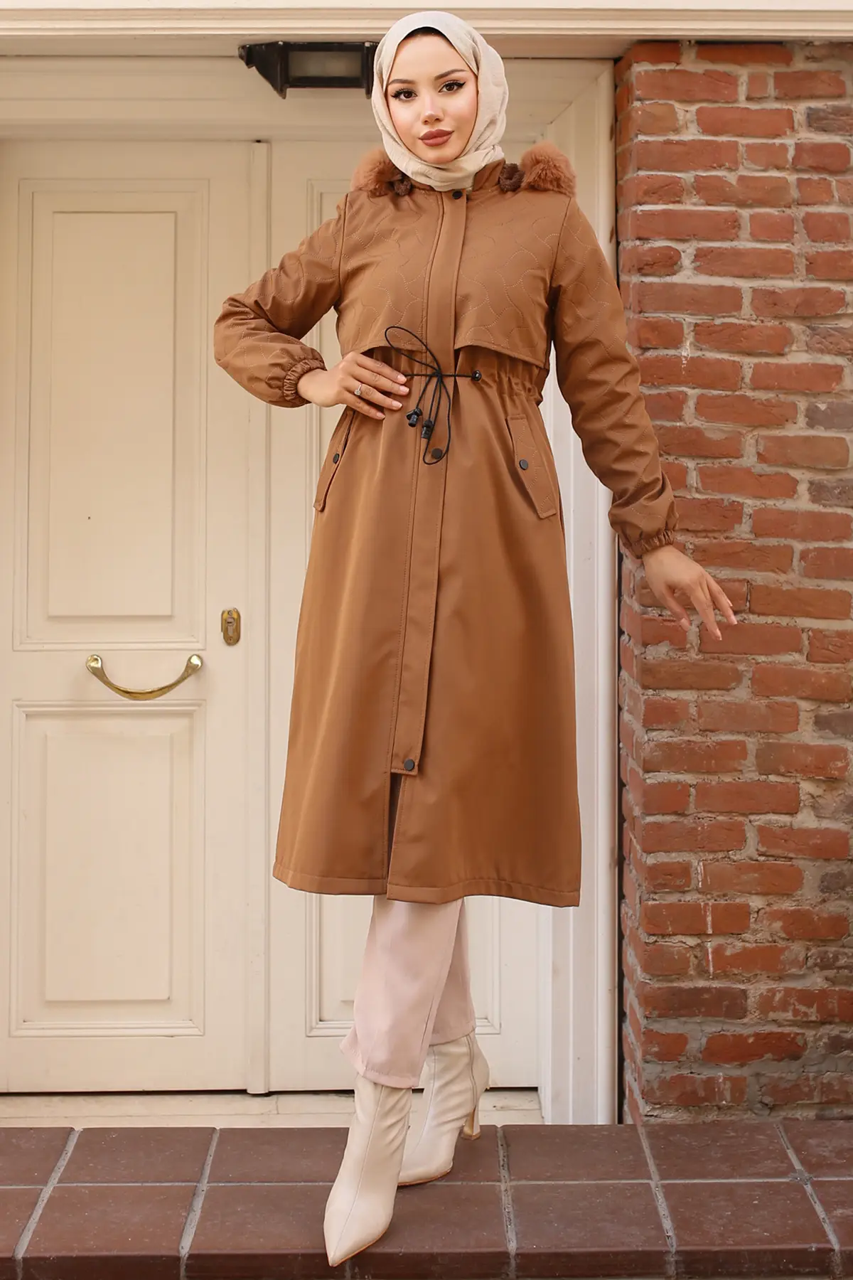 Bondite Coat With Plush Inside And Fur Collar-detail