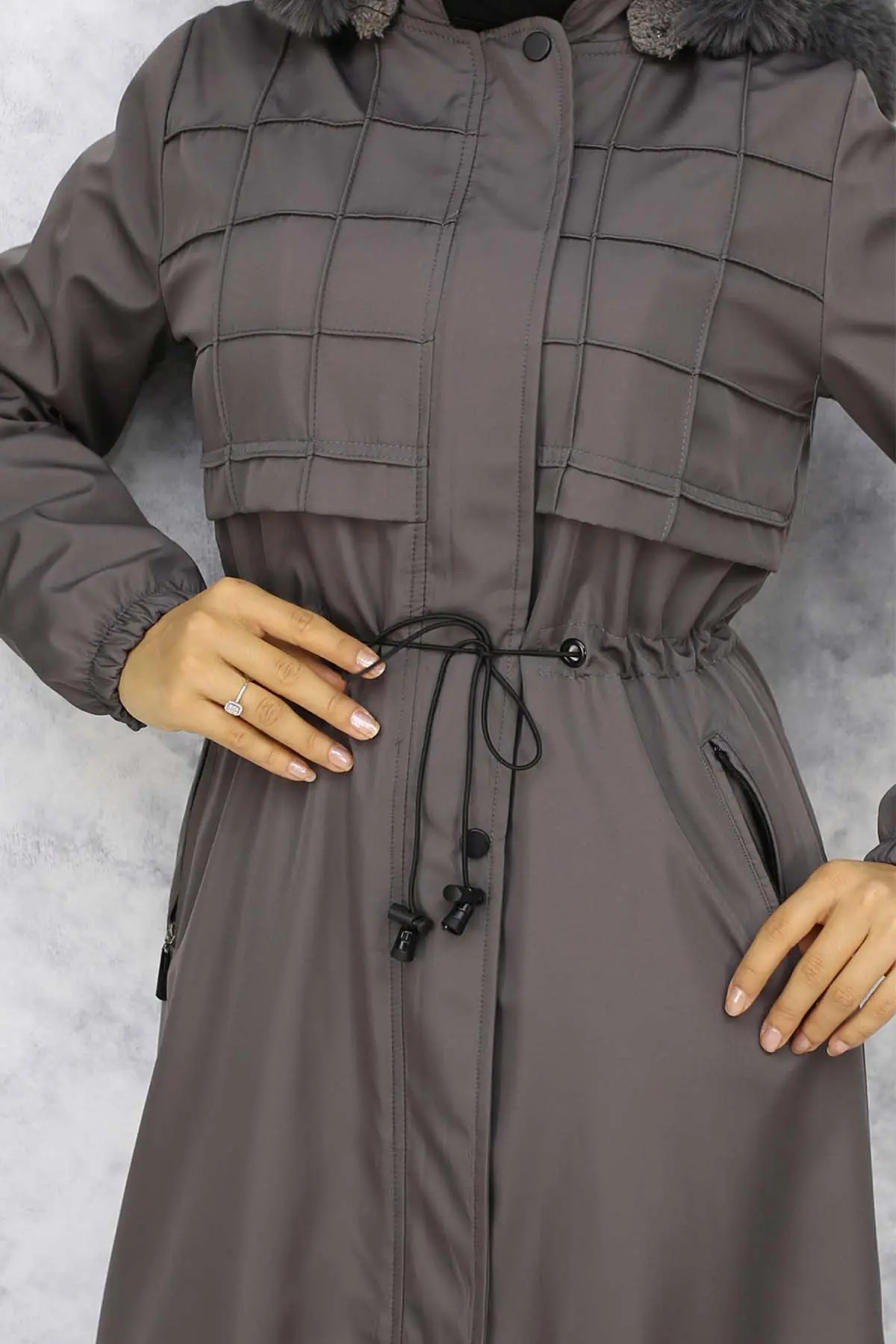 Bondite Coat With Plush Inside And Fur Collar-detail