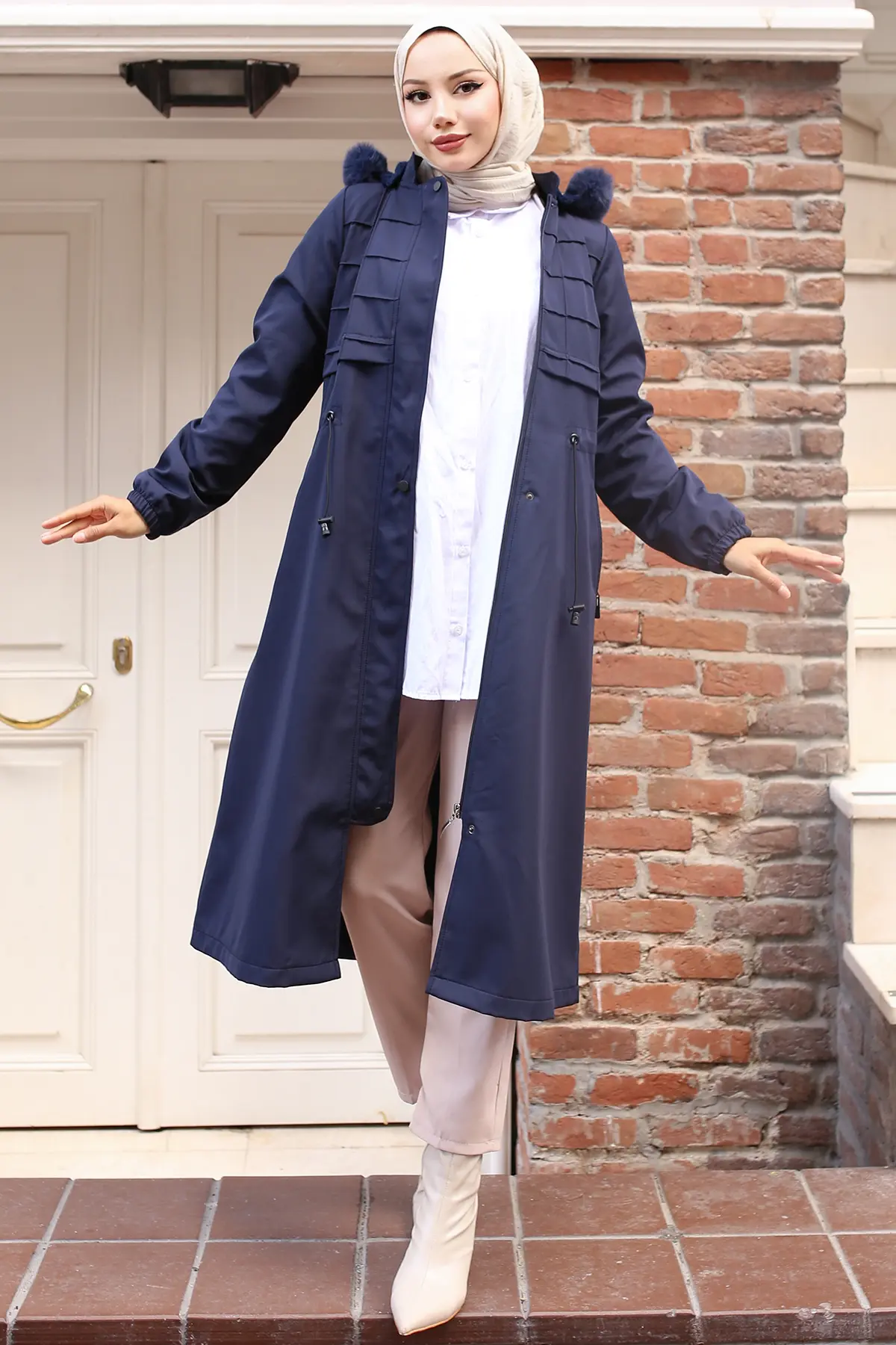 Bondite Coat With Plush Inside And Fur Collar-detail