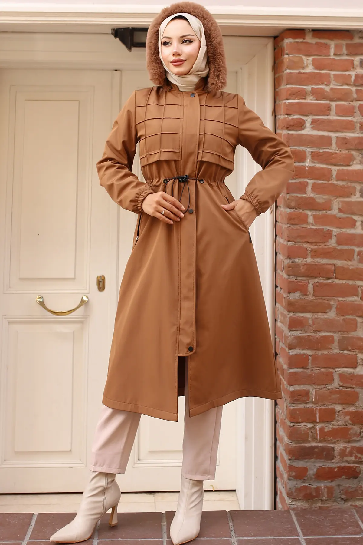 Bondite Coat With Plush Inside And Fur Collar-detail