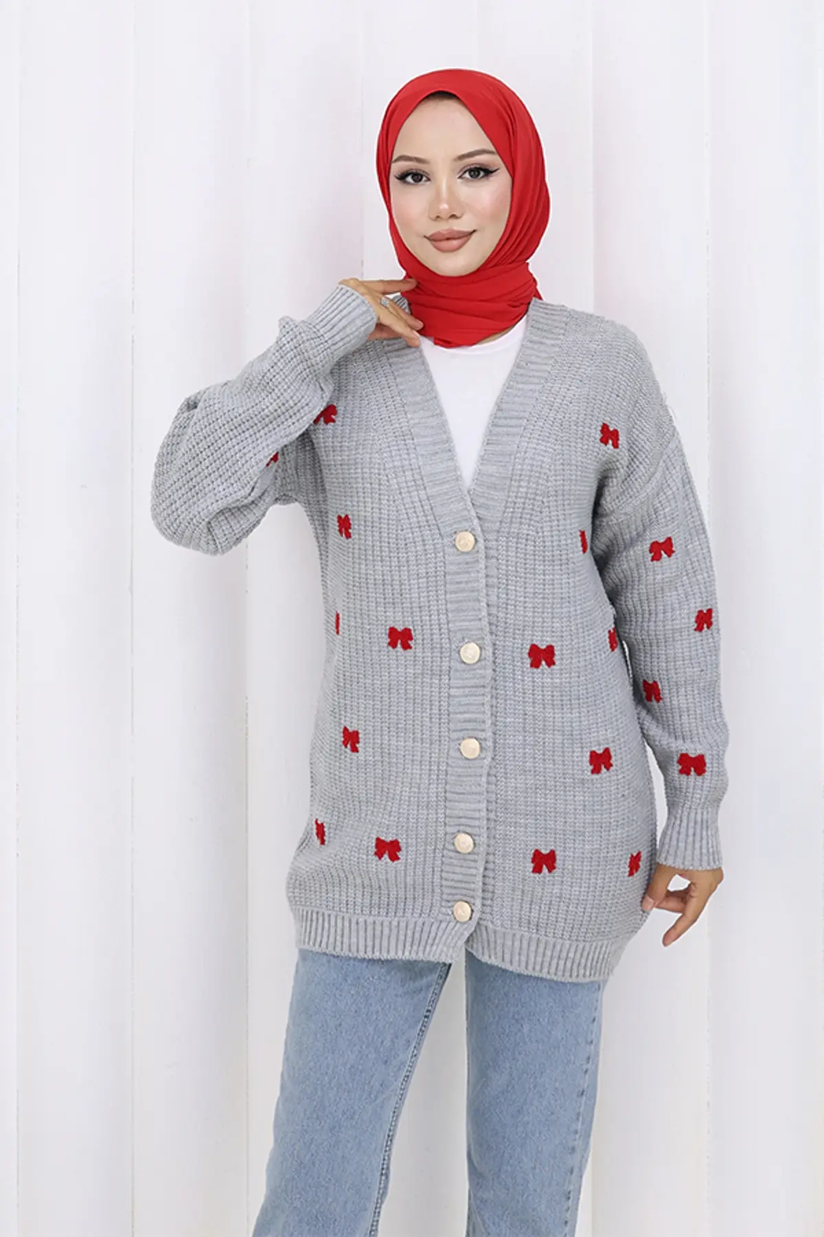 Bow Detailed Knit Cardigan-detail