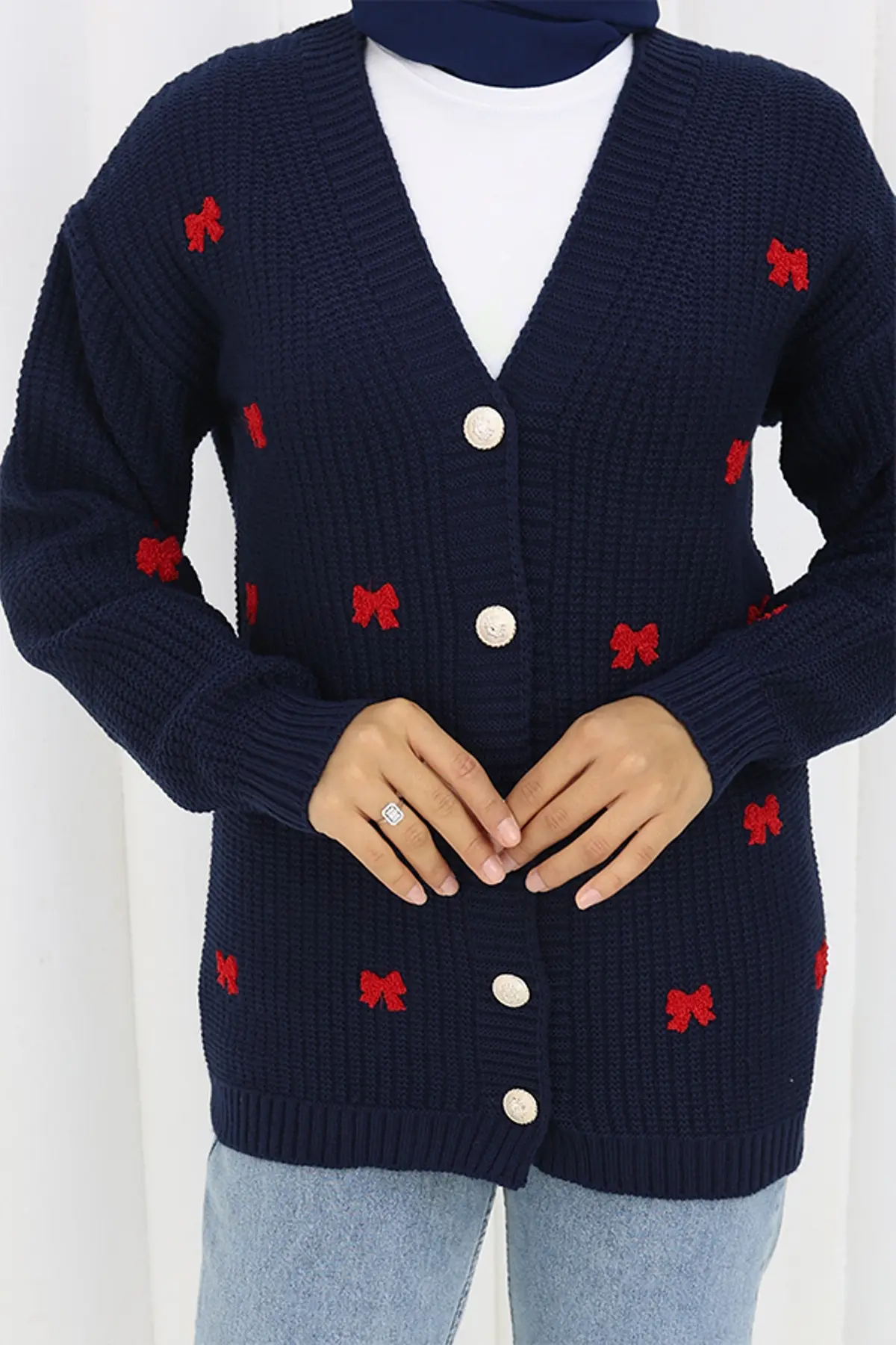 Bow Detailed Knit Cardigan-detail