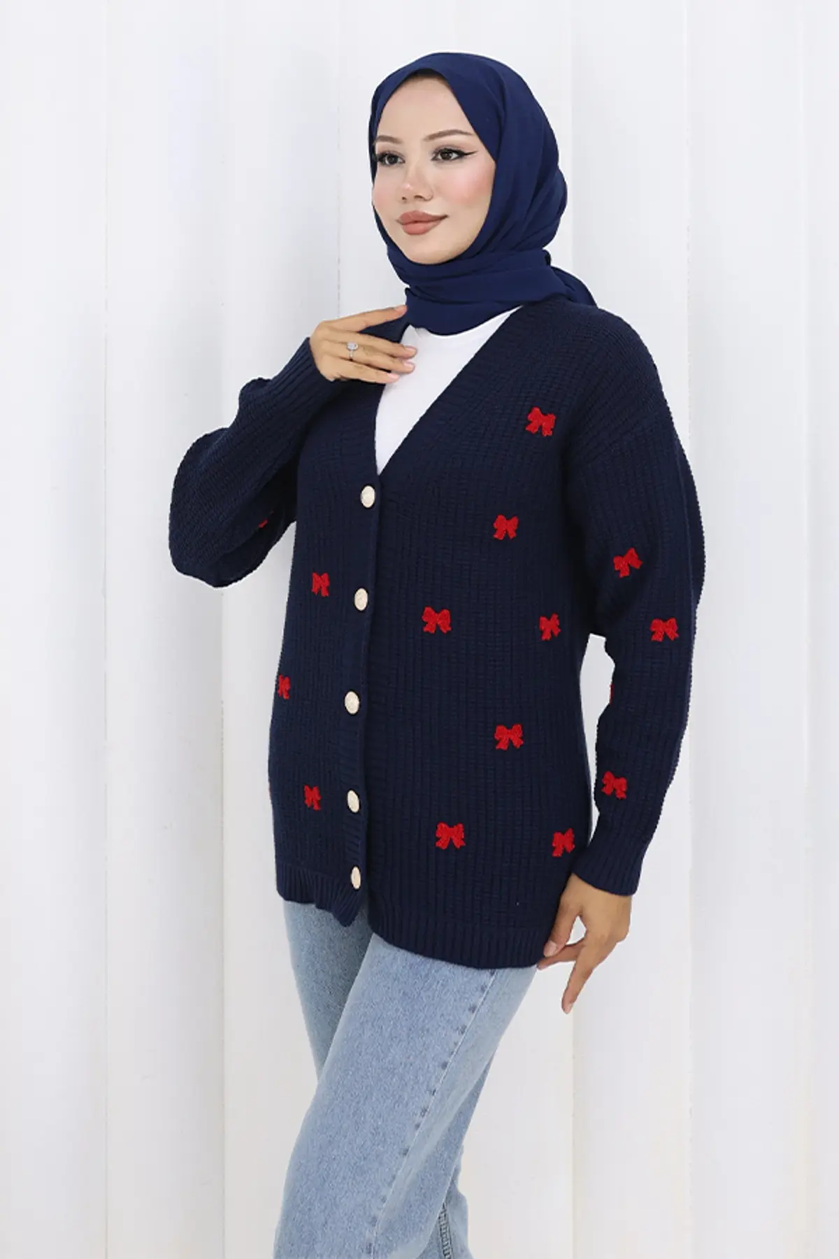 Bow Detailed Knit Cardigan-detail