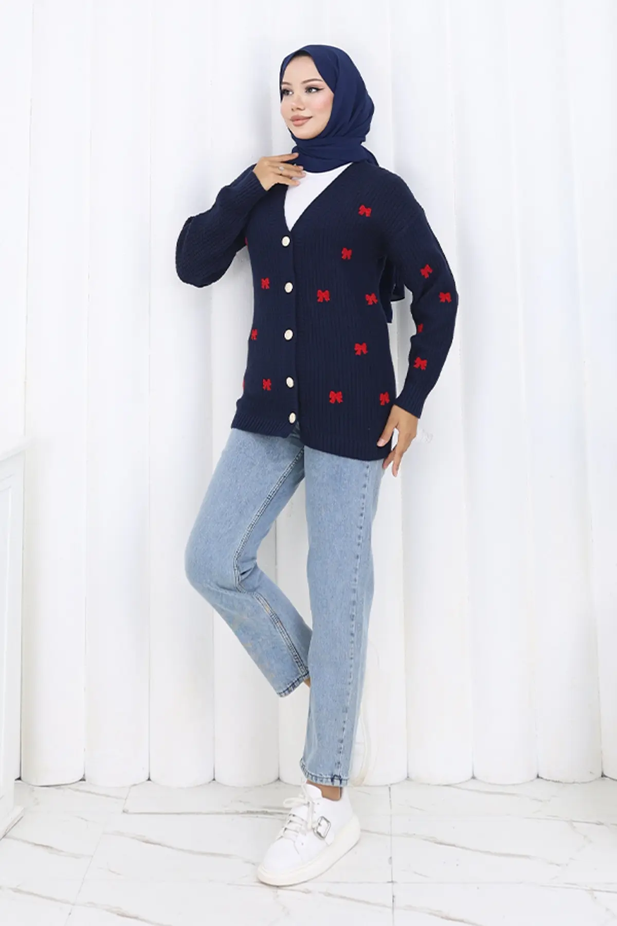 Bow Detailed Knit Cardigan-detail