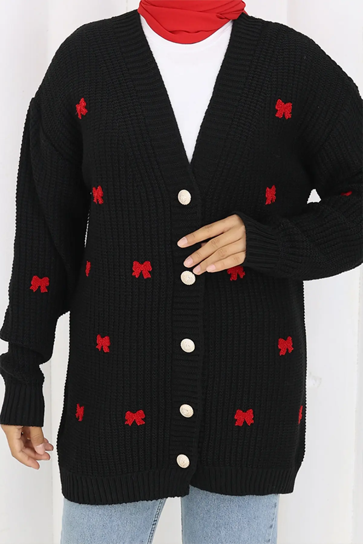 Bow Detailed Knit Cardigan-detail