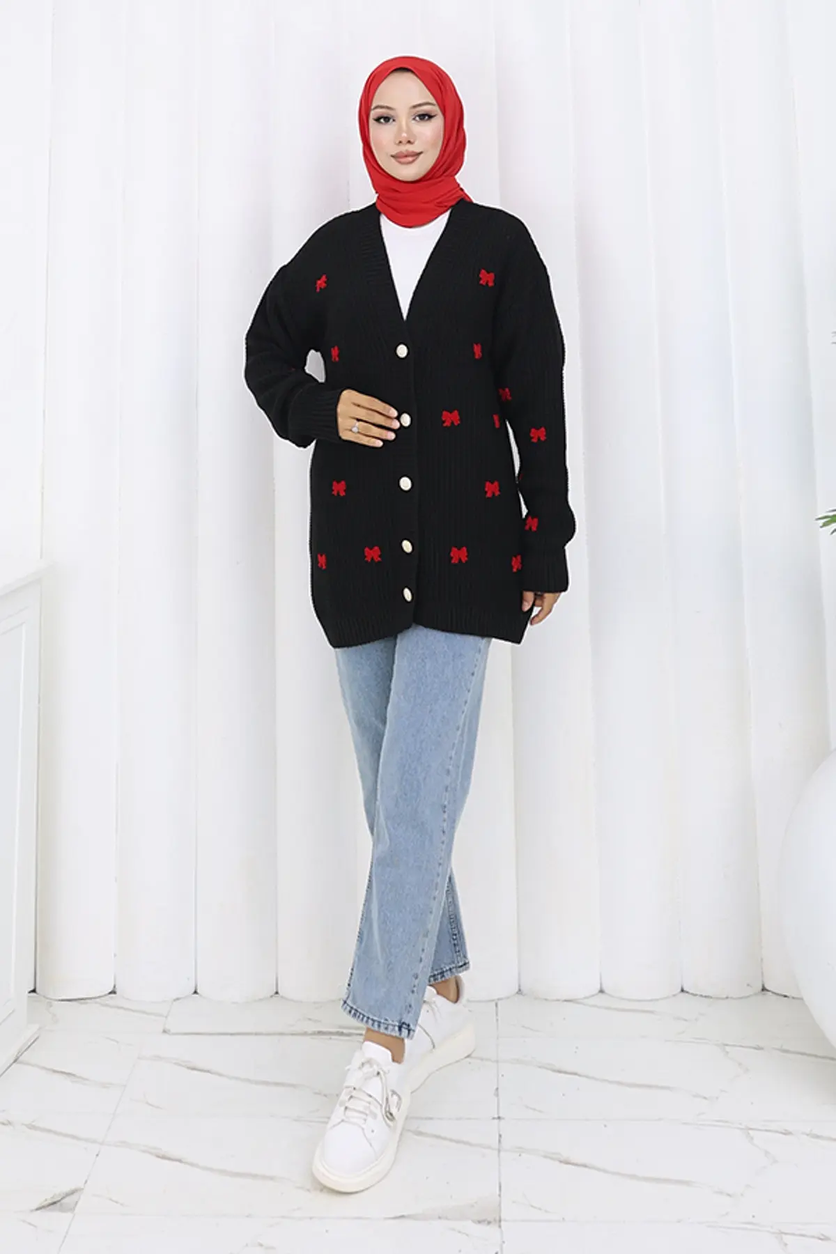 Bow Detailed Knit Cardigan-detail