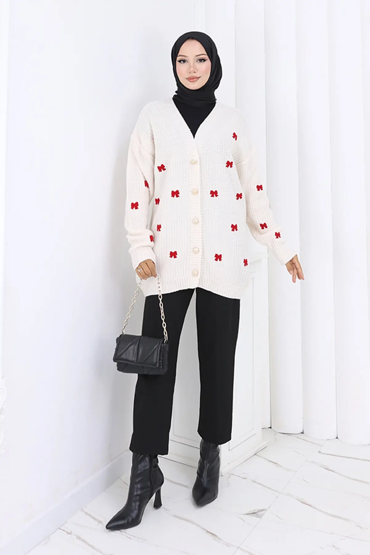 Bow Detailed Knit Cardigan-detail