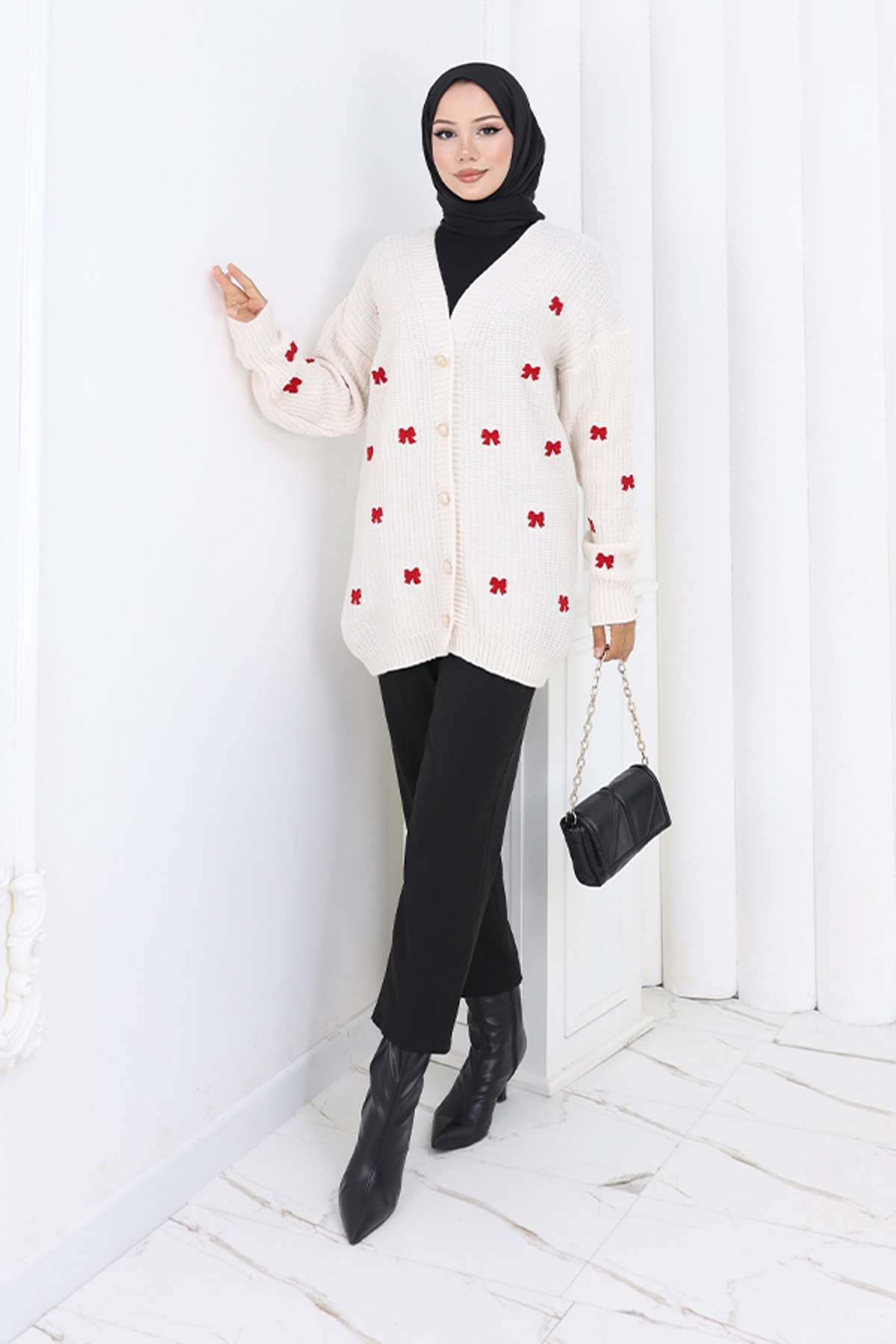 Bow Detailed Knit Cardigan