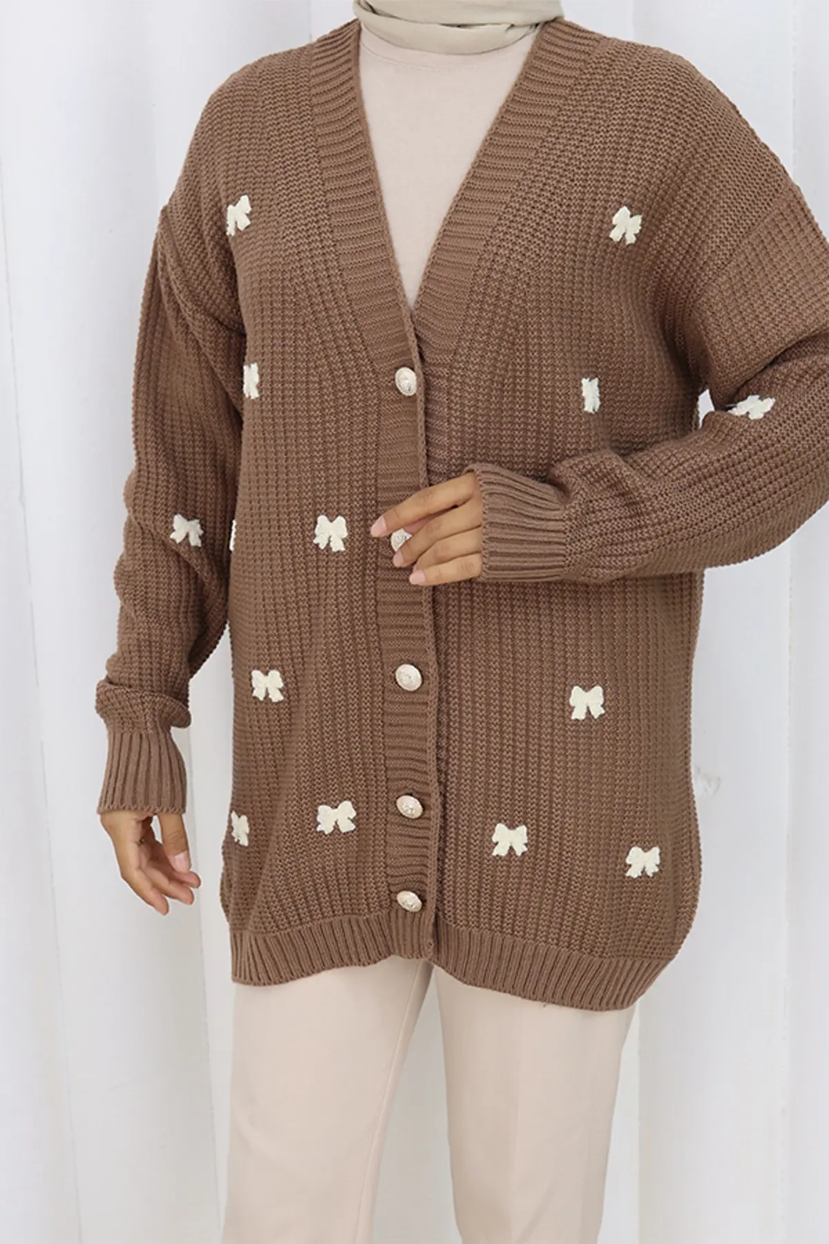 Bow Detailed Knit Cardigan-detail