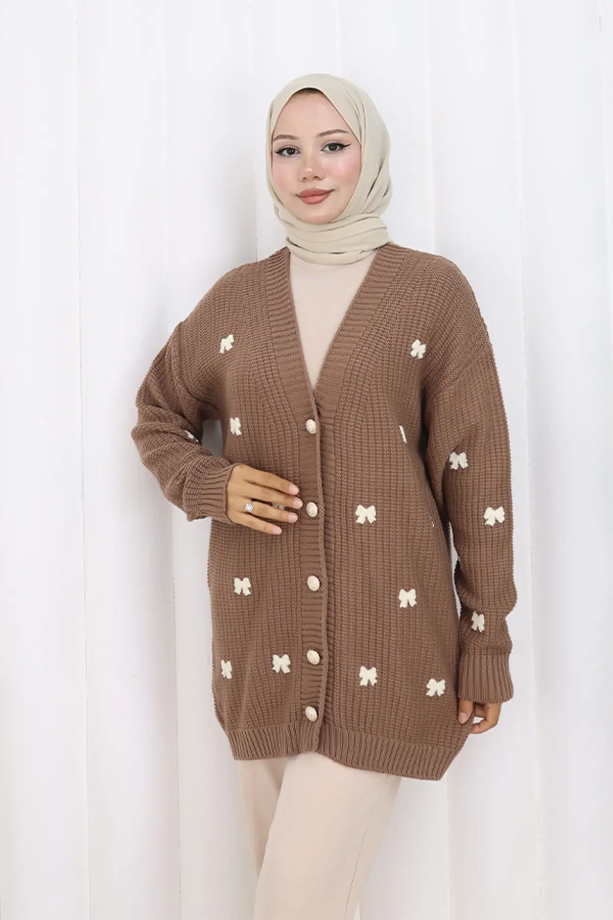 Bow Detailed Knit Cardigan-detail