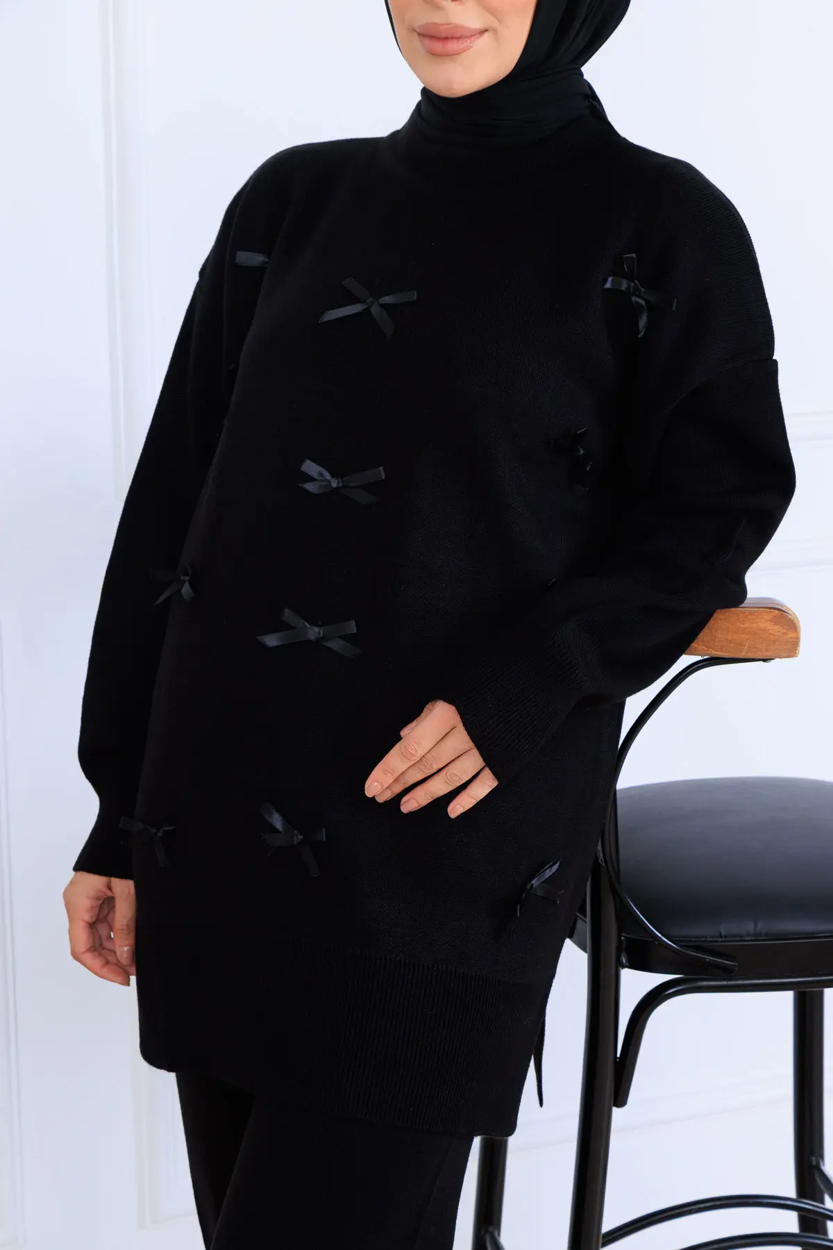 Bow Detailed Knitwear Set-detail