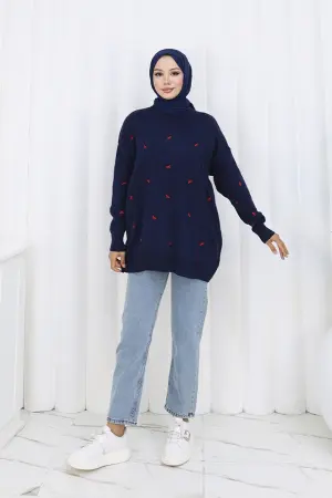 Bow Patterned Knit Sweater