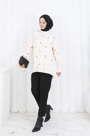 Bow Patterned Knit Sweater