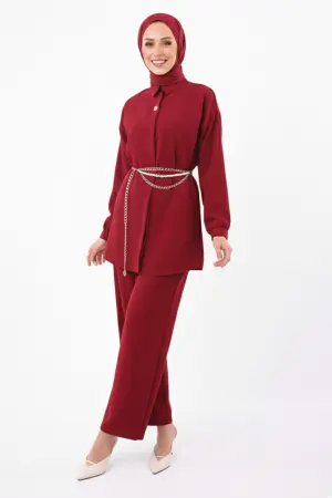 Brooch Detailed Hijab Two-piece Set