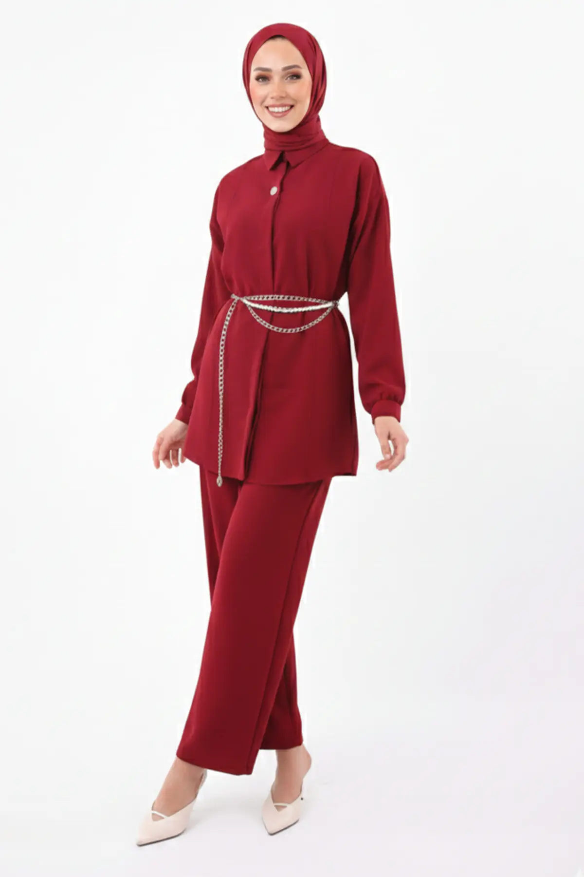 Brooch Detailed Hijab Two-piece Set